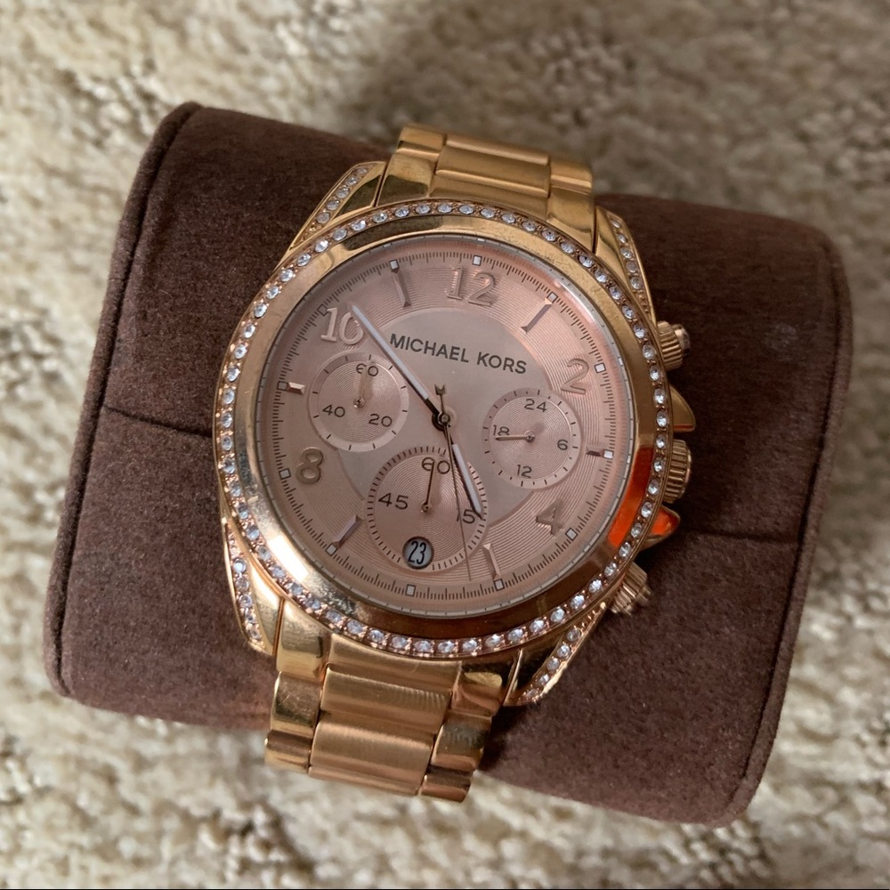 MICHAEL KORS ROSE GOLD RHINESTONE WATCH